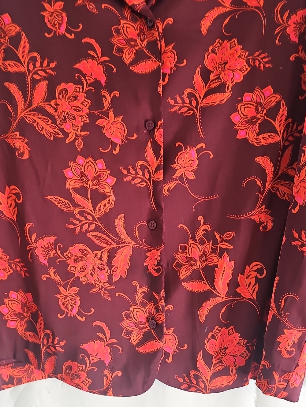 Rafaella Red Floral Button-Down Blouse - Picture 3 of 8
